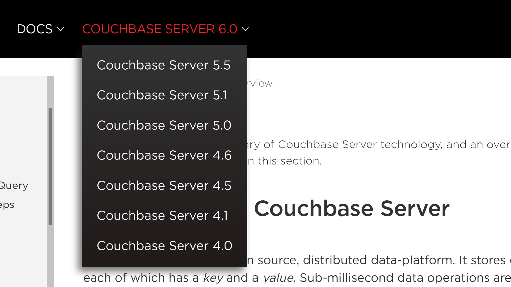 couchbase version selector